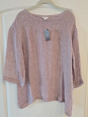 J. Jill Dusty Mauve Linen Relaxed Pullover Tunic